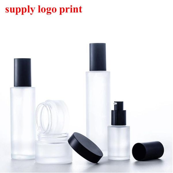 

storage bottles & jars 100pcs/lot 30g/50g high-grade frosted glass cream bottle portable cosmetics bottled empty supply logo silver stamping