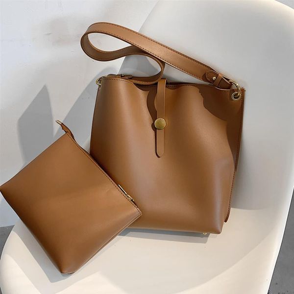 

evening bags vintage wide strap bucket tote shoulder for women designer brand simple large capacity soft ladies handbags autumn 2021