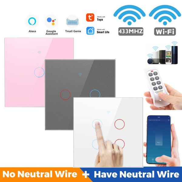 

smart home control tuya wifi+433mhz light switch wall button touch sensor works with alexa and google voice