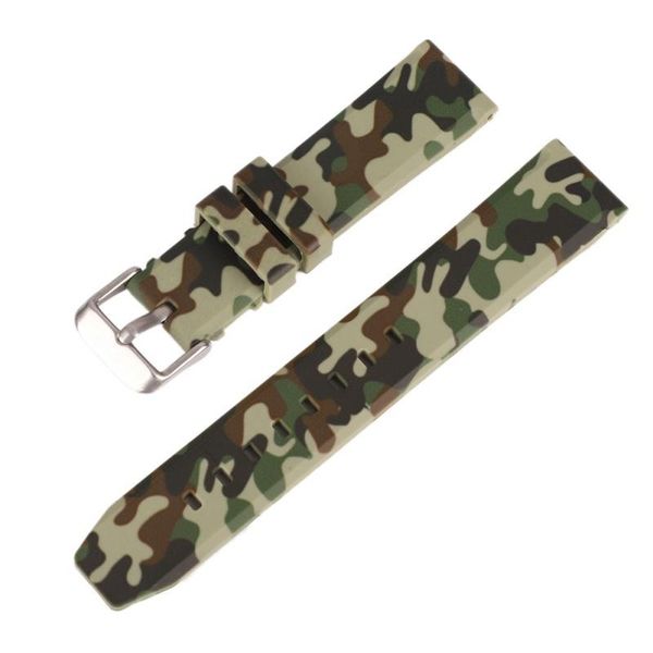 

watch bands classic camouflage silicone rubber band strap 20/22/24mm, Black;brown