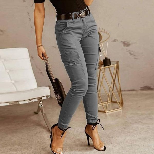 

women's pants & capris fashion office lady solid color long vintage pocket button zipper slim trousers spring autumn elegant women swea, Black;white
