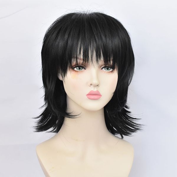 

anime costumes ghost killing blade yoshihiro fukuoka cosplay wig fluffy and anti warped, Black