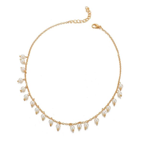 

chains 2021 1pcs/sets charming pearl stone chocker necklace gold chain alloy metal wedding party jewelry gift accessories 8891, Silver