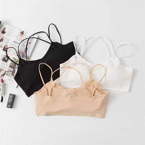 

ice silk traceless fashion breast wrapped girls summer bra mesh underwear, White