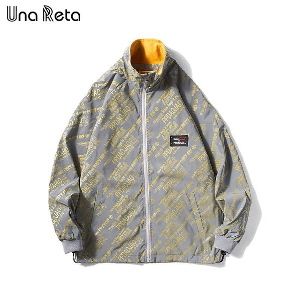 

men's jackets una reta coat men 2021 spring autumn casual reflective letters jacket fashion hip hop match loose jacktes, Black;brown
