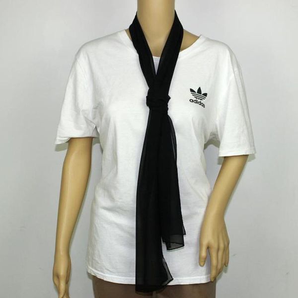 

scarves girl women solid plain georgette silk scarf long neckerchiefs gift accessory 180*43cm #4080, Blue;gray