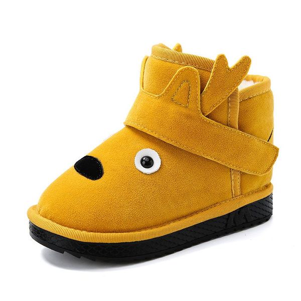 

sneakers kids girls snow boys led winter shoes warm plush 2021 child boots female male cartoon animal light up shinning, Black;red