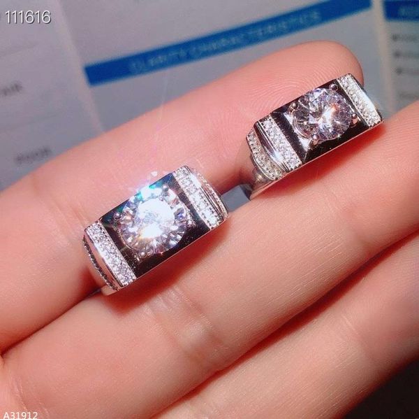 

cluster rings kjjeaxcmy boutique jewelry 925 sterling silver 1,0-2.0 mosdiamond men's ring in with certificate, Golden;silver