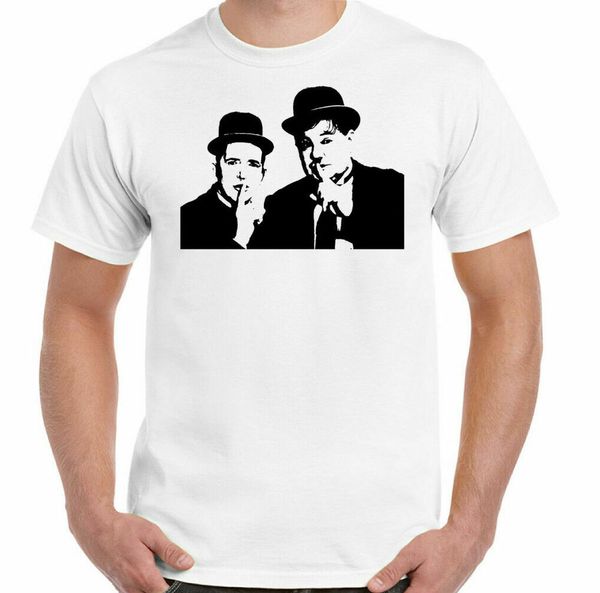 

laurel and hardy t-shirt dick & doof mens funny comedy retro, White;black