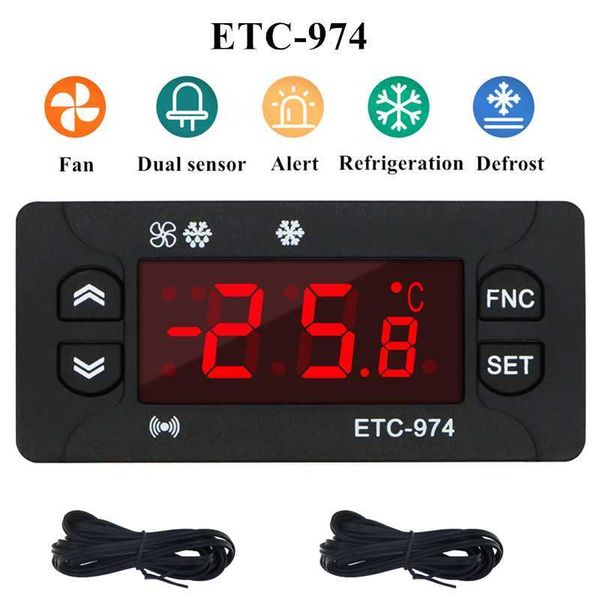 Etc-974 mini controlador de temperatura geladeira termostato regulador termostegulador termocorro ntc dual sensor 220v 40% off 210719