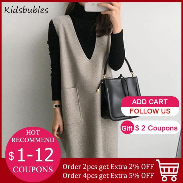 

women vest thin sleeveless short dress spring autumn japan style pocket loose casual fashion simple solid apricot 2021 dresses, Black;gray