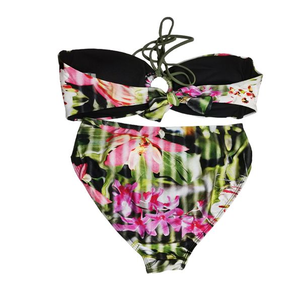 

beach women's bikini two-piece printing and swimsuit, White;black