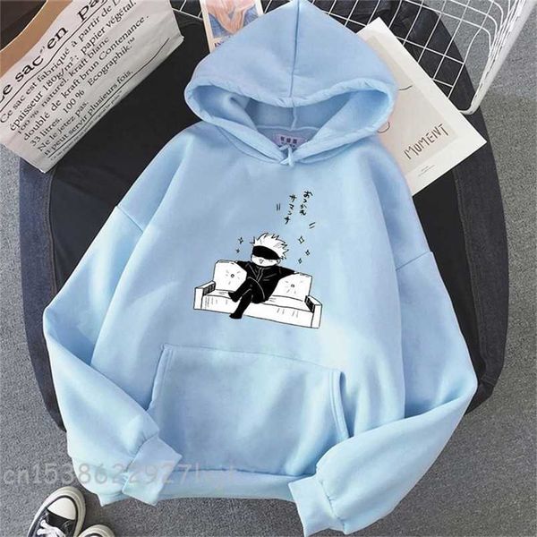 

jujutsu kaisen anime hoodie women gojo satoru print spring aesthetic sweatshirt harajuku streetwear drop 220110, Black