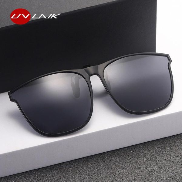 

sunglasses uvlaik cat eye oversized women clip on polarized night vision goggle glasses men driving sun clips for myopic, White;black