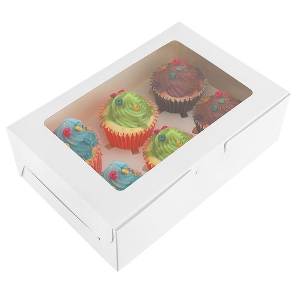 

gift wrap toyvian 12 sets cupcake boxes 6 count containers muffin bakery box with window insert (white)