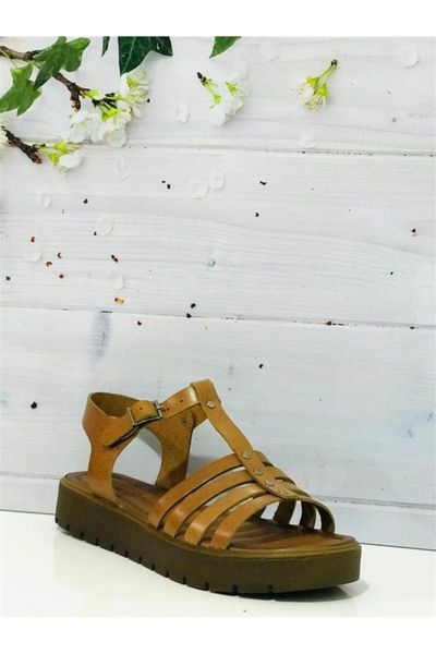 

sandals bright genuine leather thick banded wedges female, Black