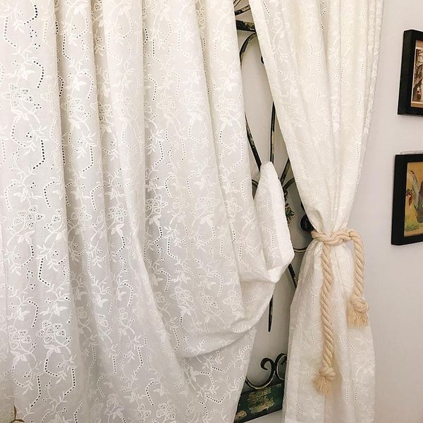 

curtain & drapes french korean princess style cortinas pure cotton embroidery hollowed out curtains for garden door partition cabinet kitche