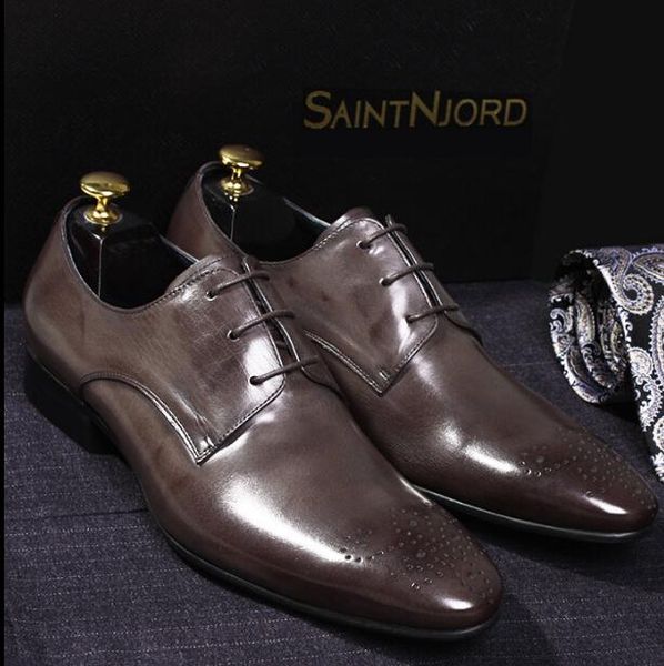

dress shoes 2021 italian fashion men's bullock carved derby real leather wedding business formal men, Black