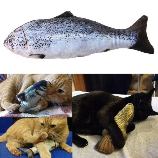 

cat toys interactive toy mint play fish shape plush coated with catnip grass for pet kitten 20cm(salmon)