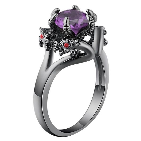 

wedding rings trendy fashion dragon ring black gold filled cz zircon jewelry vintage blue engagement for men birthday stone, Slivery;golden