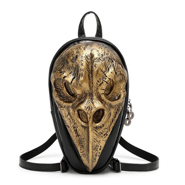 Modischer 3D-geprägter Vogelschädel-Rucksack für Damen und Herren, einzigartige Rock-Tasche, skurril, coole Geschenke, Tasche für Teenager, Halloween-Schultaschen