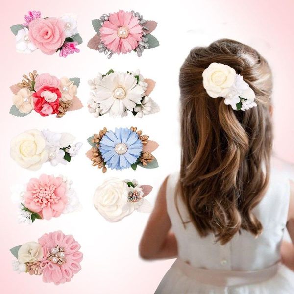 

hair accessories wedding girls flower pin artificial hairpin barrettes kids clips corsage brooch, Slivery;white