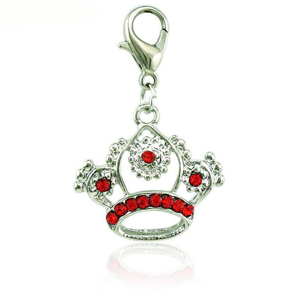

2021 new fashion lobster clasp charms dangle rhinestone pierced imperial crown pendants diy making jewelry accessories wholesale, White