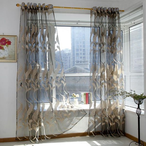 

curtain & drapes junejour sale wheat sheer sun-shading tulle living room window treatment voile drape valance 1 panel fabric home decor