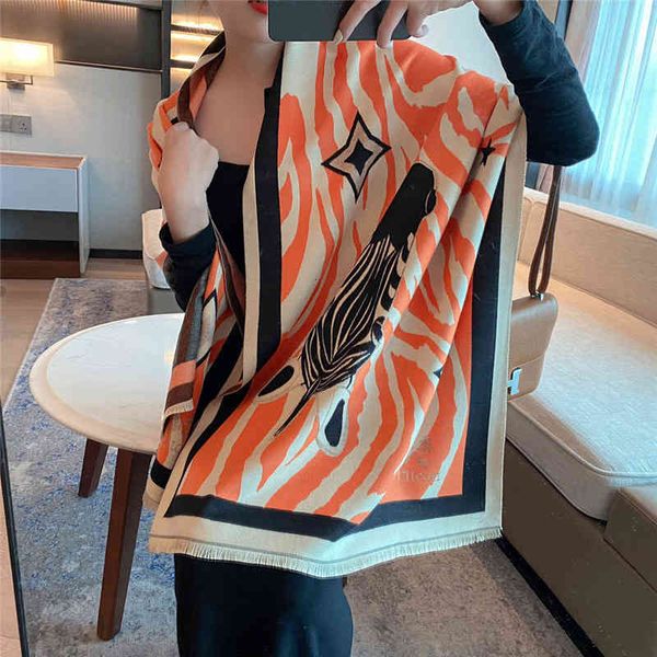 

shawl scarf female autumn and winter horsehead pattern imitation cashmere long warm dual-purpose air-conditioned room korean versatile, Blue;gray