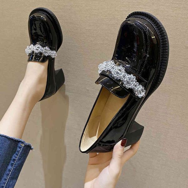 

sandals mary jane shoes student women japanese school uniform jk leather block high heel for cosplay g3wy, Black