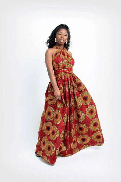 

ethnic clothing printing summer style 2021 long african dress women traditional maxi dresses elegant multiple wear, Red