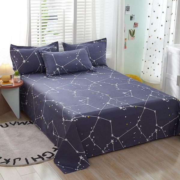 

sheets & sets 1pcs 100% cotton bed sheet star flowers printed double king pure single size kids linen (no case)
