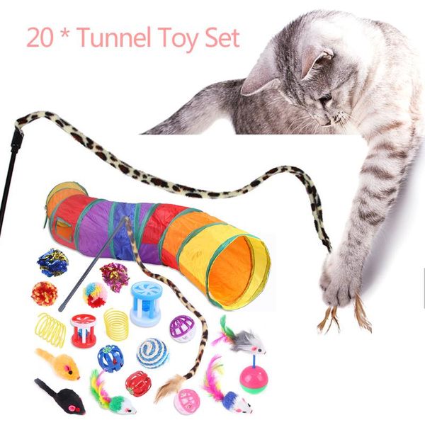 

cat toys 21/20pcs feather wand pets kitten teaser replacement teasing pompom ball traning dogs agility supplies