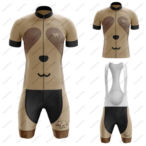 

racing sets sloth men's cycling jersey set biking bib shorts 9d gel breathable pad hombre traje bicicleta de montaÃ±a, Black;blue
