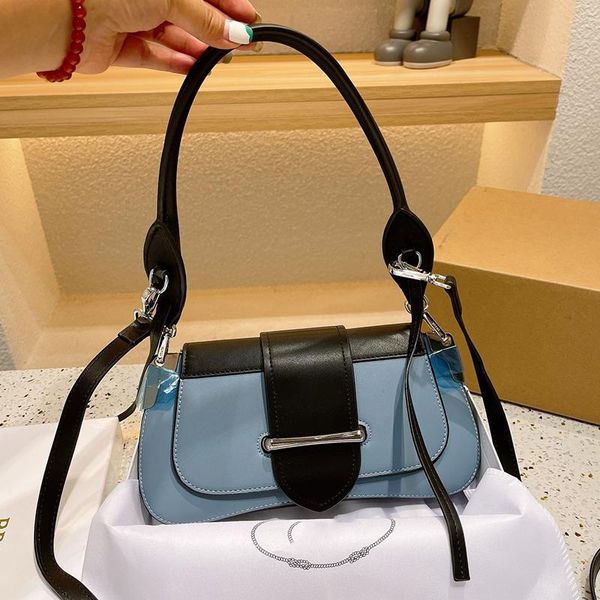 

evening bags retro catwalk style luxury stitching contrast leather handbag ladies fashion messenger bag shoulder underarm