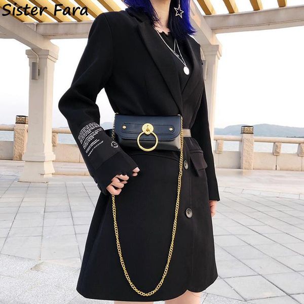 

women's suits & blazers sister fara autumn winter long asymmetrical jacket elegant solid with bag single breasted blazer ladies, White;black