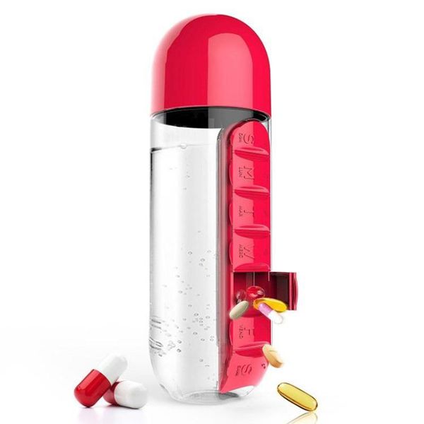 

storage bottles & jars 600ml 2 in 1 daily water bottle travel organizer drinking cups container j9