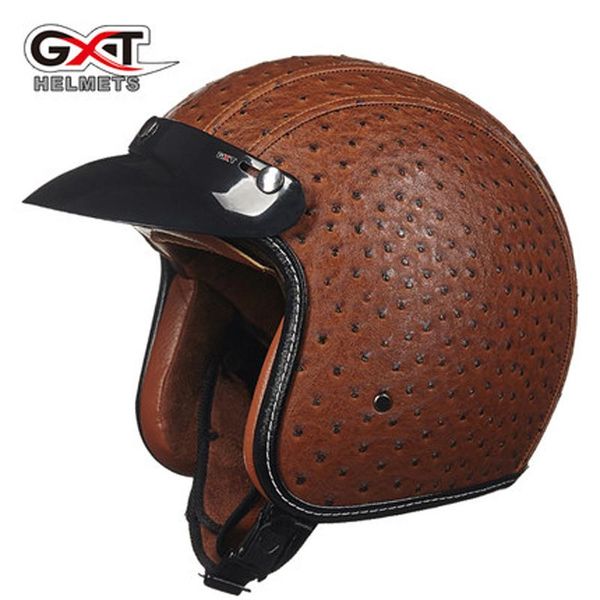 

motorcycle leather retro scooter helmet casco half face vintage jet pilot helmets moto dot approved