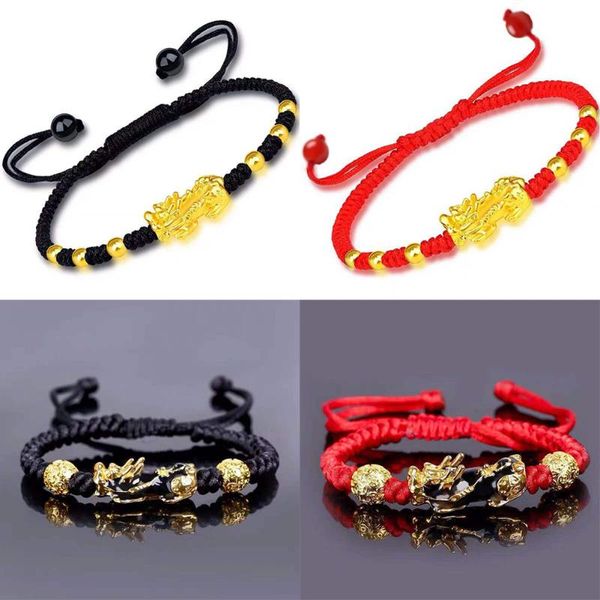 

beaded, strands simple hand-knitted lucky red charm bracelet for ladies& men's fashion and black rope brave braided trendy jewelry