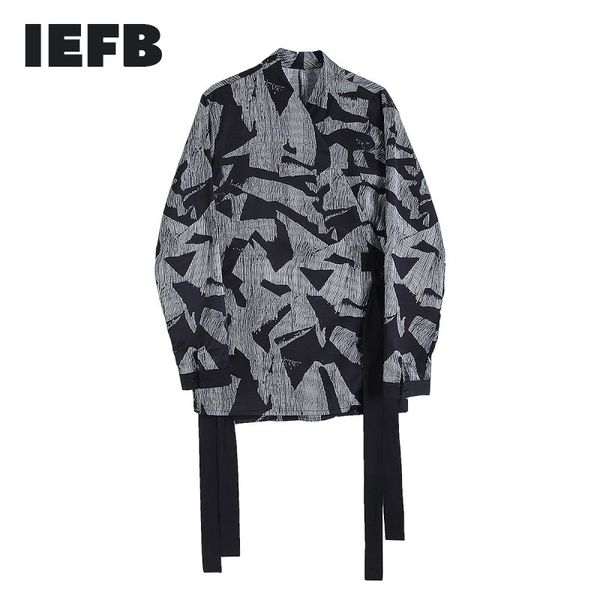 

iefb /men and women's wear spring irregular geometry color block niche jacquard loose streetwear shirt 9y984 210524, White;black