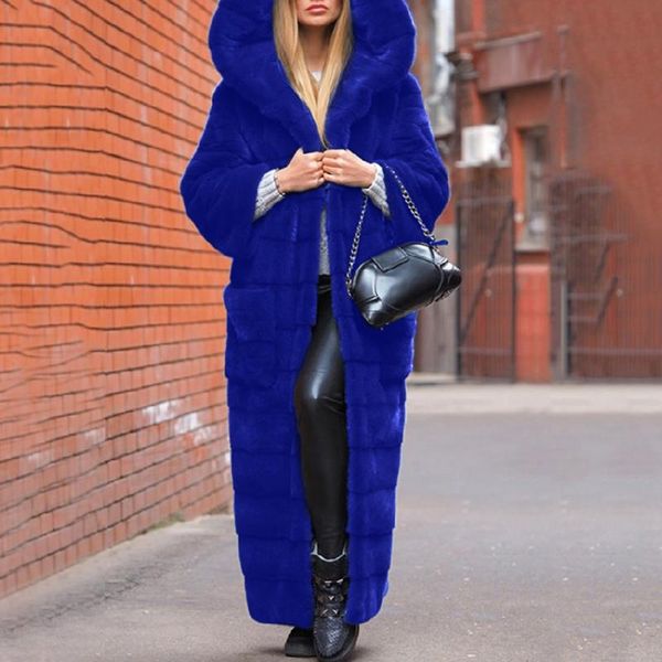 

women's fur & faux women plus size faux-fur' coat long sleeve waistcoat body warmer furry jacket hooded outerwear elegant overcoat, Black