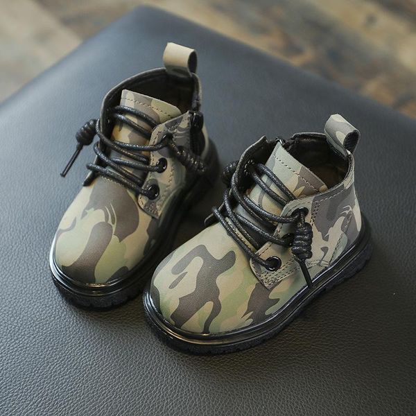 

boots kids fashion winter snow boys girls shoes non-slip camouflage outdoor childrens, Black;grey