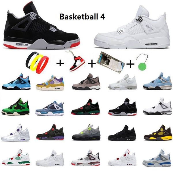 

mens women shoes 4s jumpman university blue fire red 4 black cat bred white oreo cement royalty metallic green men athletic sneakers