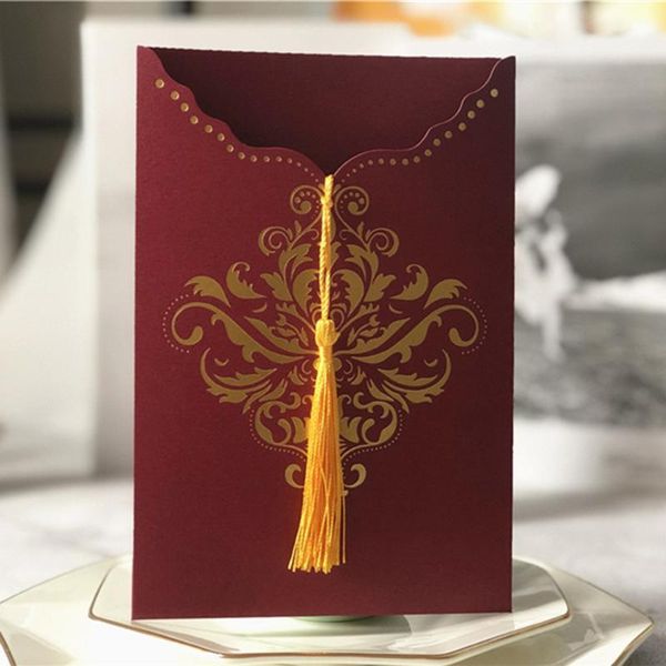 

greeting cards 1pcs sample laser cut wedding invitation card lace flower customize with rsvp ribbon party supplies