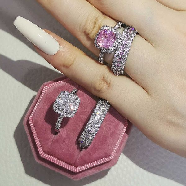 

trendy fashion design original 925 silver wedding engagement ring set for women lots no minimum order party gifts jewelry r4955 p0818