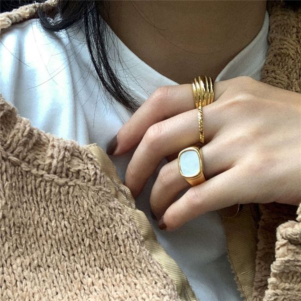 

three piece french style fashionable gold multi-layer fine thread ring, Black