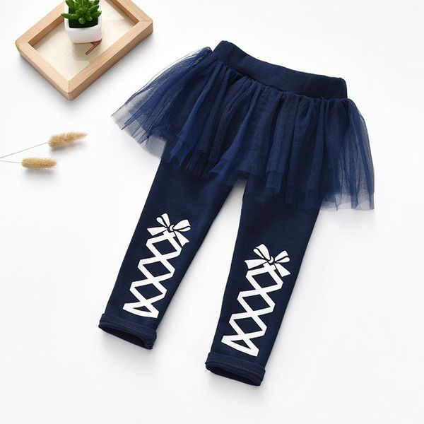 

trousers children's wear girls leggings 2021 spring fashion and autumn fake two culottes, Blue