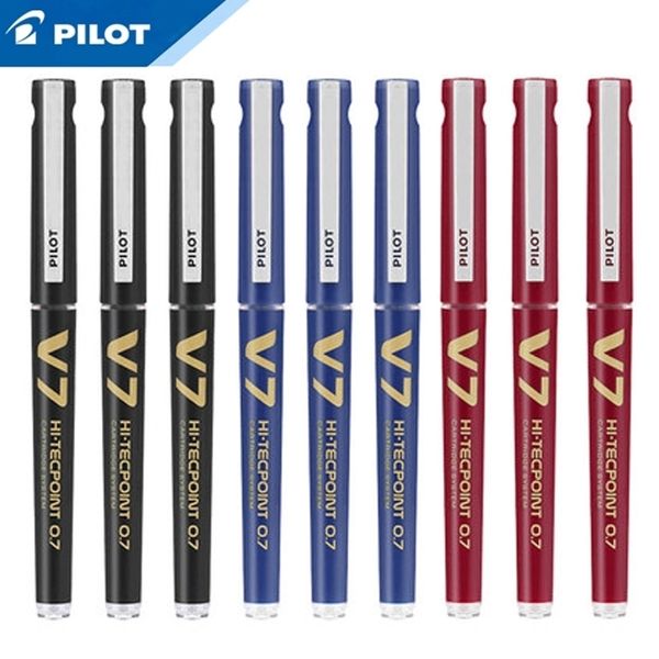 Pilot-V7-Hi-Tecpoint-Cartridge-System-Rollerball-Pen-Medium-Point 0,7 mm 6 Stück/Lot Nadelspitze Schwarz/Rot/Blau/Grün/Violett 210330