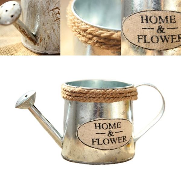 

vases vintage succulent planting pots handicraft watering flower pot iron art bucket home balcony decoration