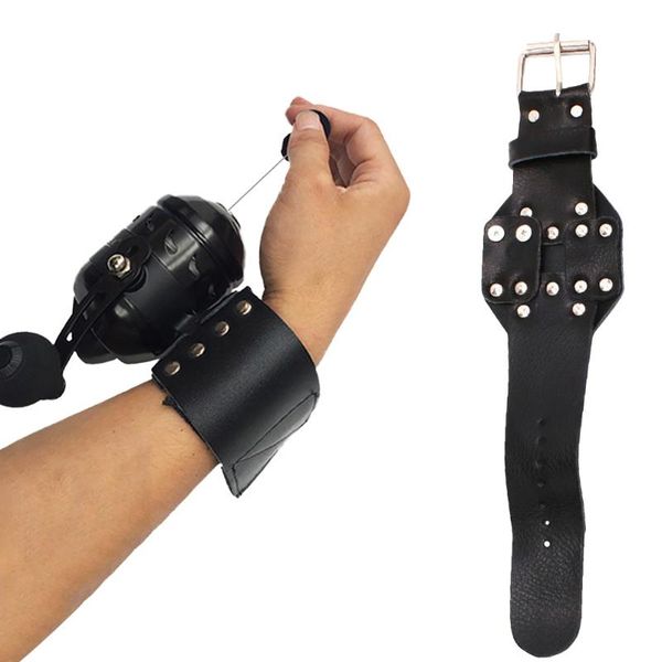 

baitcasting reels fishing reel holder wrist strap cowhide leather adjustable shooting wheel wristband fixed belt
